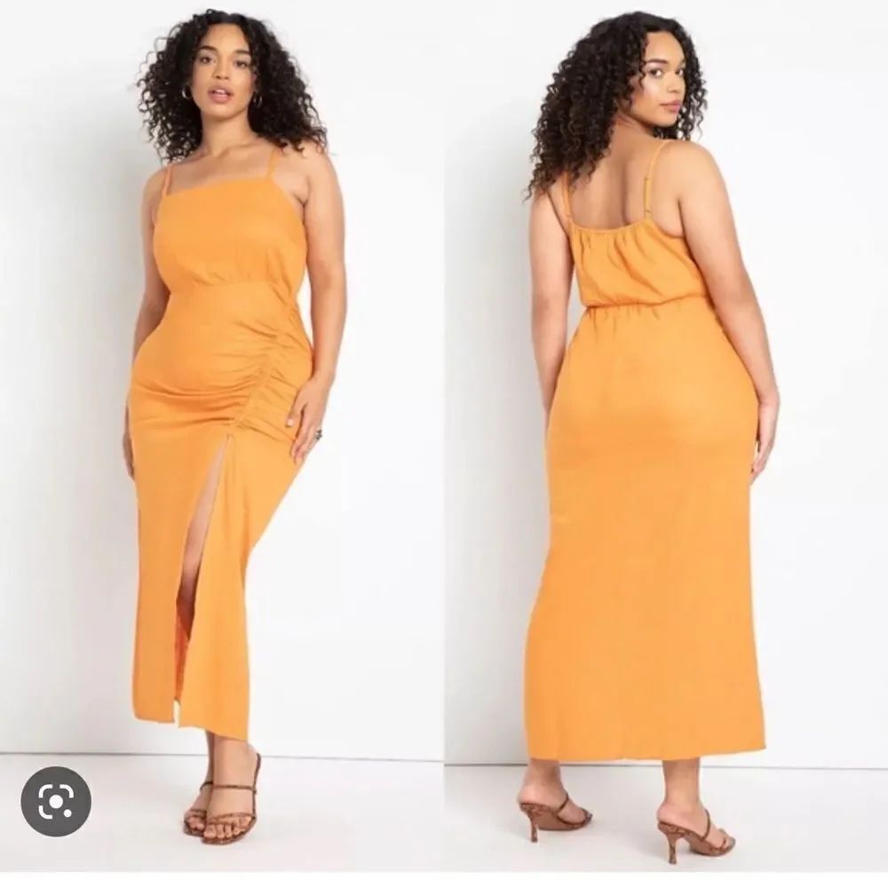 Eloquii Linen Blend Cinched Side Dress